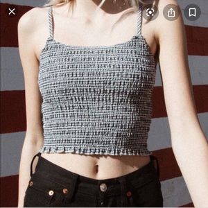 John Galt Smocked Gingham Top